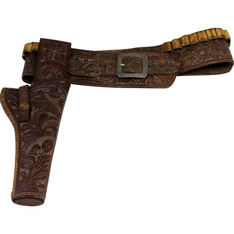 Heiser Denver Tooled Gun Rig - Holster & Belt - for Colt Single Action ...