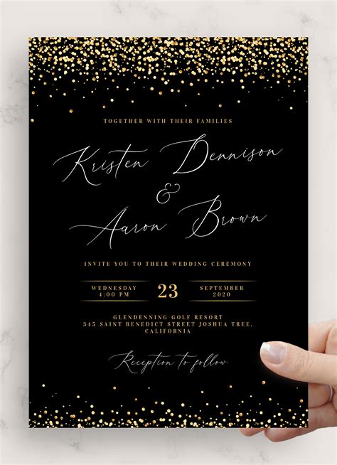 Download Printable Black and Gold Wedding Invitation PDF