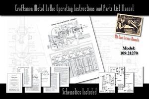 Craftsman-6-Metal-Lathe-Operating-Instructions-and-Parts-List-Manual-109-21270