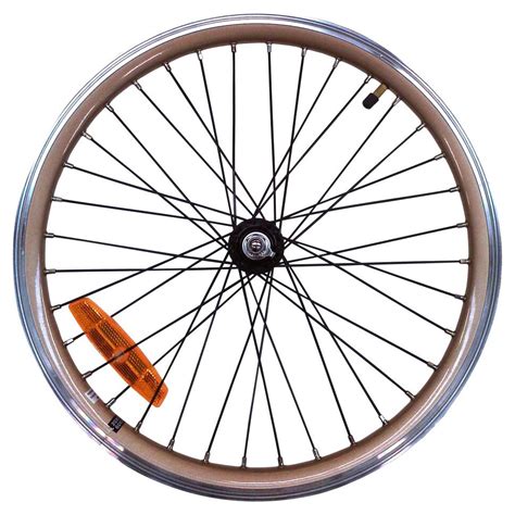 Roue vélo pliant 20 pouces avant double paroi or hoptown 500E BTWIN ...