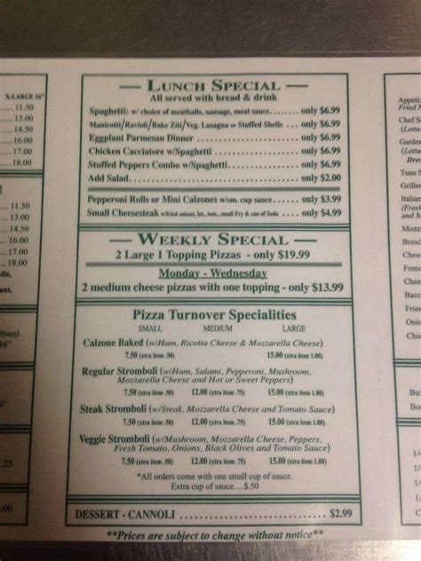 Menu of Ciro's Pizza in Verona, VA 24482