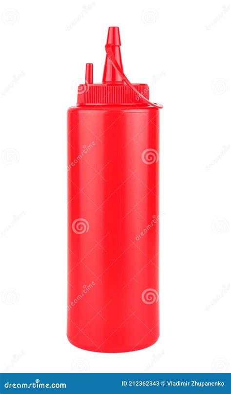 Red Plastic Bottle with Dispenser for Ketchup Tomato Sauce Isolated on White Background Stock ...