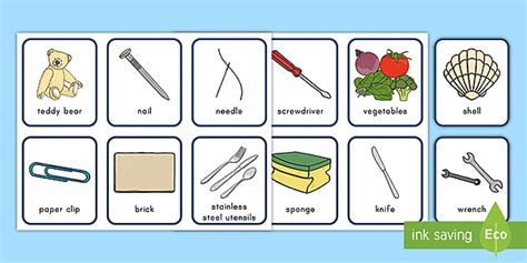 Magnetic Objects Sorting Cards (teacher made) - Twinkl