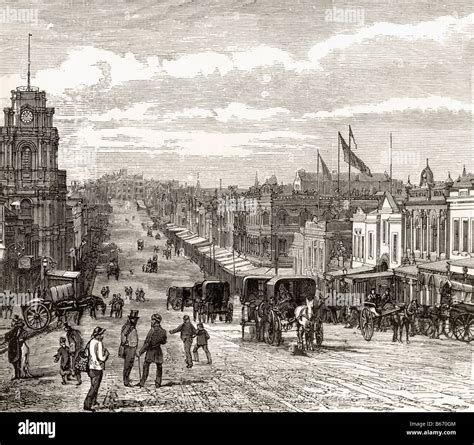 Bourke Street Melbourne Australia looking east circa 1880 Stock Photo - Alamy