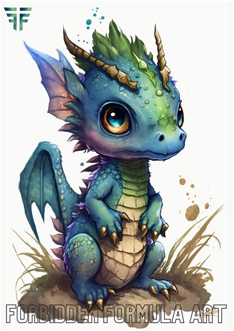 Magical Creatures Baby Dragon Watercolor Nursery Art Wall Watercolor ...