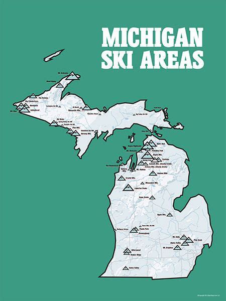 Michigan Ski Resorts Poster Map | Ski resort, Skiing, Michigan