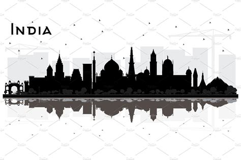 India City Skyline Silhouette by Booblgum on @creativemarket | City ...