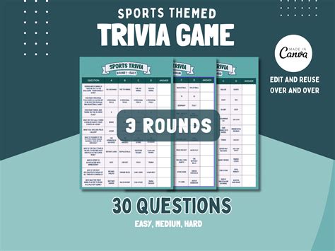 Printable Sports Trivia Games: Instant Download for Home Fun Perfect ...