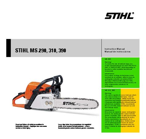 STIHL MS 290 310 390 Chainsaw Owners Manual