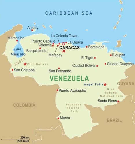 Physical of Map Venezuela