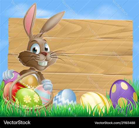 Easter bunny background sign Royalty Free Vector Image