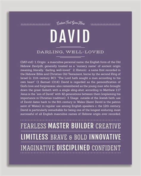 David | Name Art Print | Classic names, Personalized art print, Names with meaning