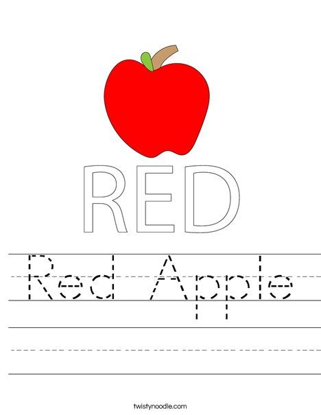 Red Apple Worksheet - Twisty Noodle