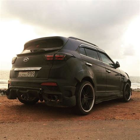 Modified Hyundai Creta Black Devil rear three quarters