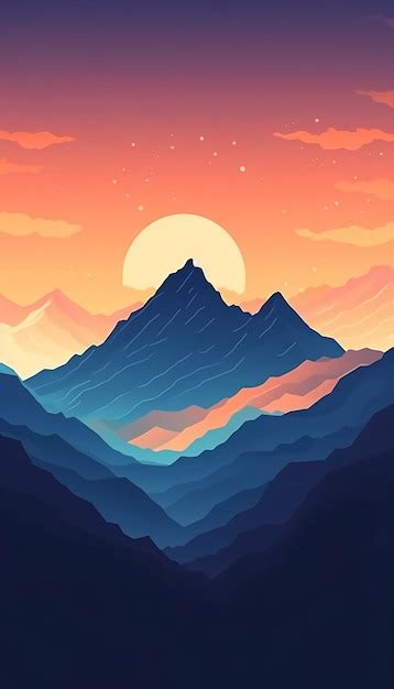 Premium AI Image | Mountain Illustration Wallpaper