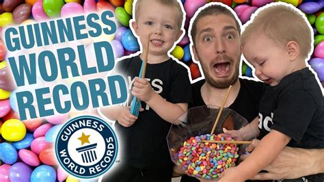 Trying to break a Guinness World Record WITH KIDS 🍬🥢 - YouTube