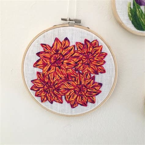 Abstract Flower Embroidery Hoop Art Fall Handmade Wall Art - Etsy | Hoop art, Embroidery hoop ...