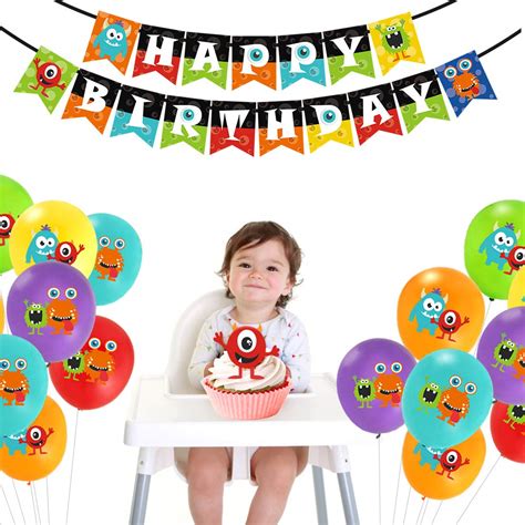 Monster Birthday Party Decorations with Monster Birthday Banner ...