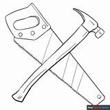 Hammer And Saw Coloring Page  Easy Drawing Guides sketch template