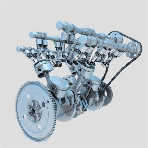 3D V6 Engine piston animation | CGTrader