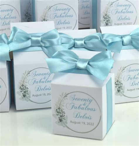 Wedding Favor Boxes, Personalized Favor Box With Satin Ribbon, Custom ...