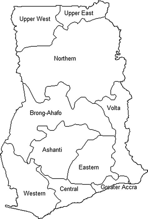 Map of Ghana showing the country’s 10 regions | Download Scientific Diagram