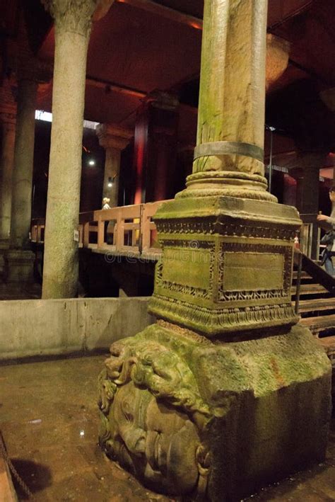 ISTANBUL, TURKEY: Medusa Sculpture in the Basilica Cistern, that is the Largest of Several ...