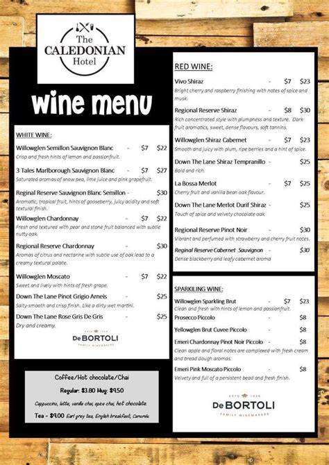 Menu at The Caledonian Hotel pub & bar, Wonthaggi