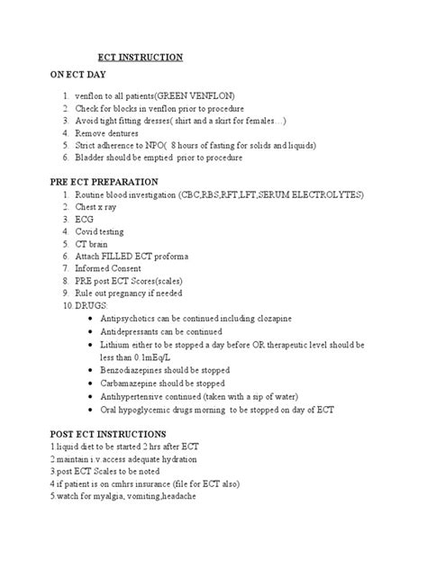 Guidelines for Electroconvulsive Therapy (ECT) Preparation ...