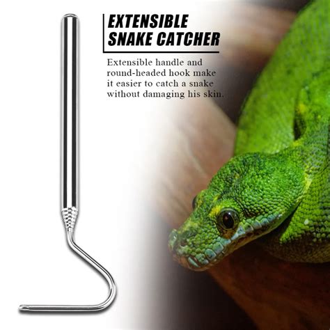 Silver Stainless Steel Extensible Telescoping Snake Reptile Catcher Capture Hook Extensible ...