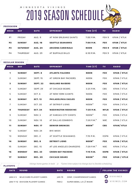 VIKINGS 2019 Games Schedule | Vikings football, Minnesota vikings, Vikings