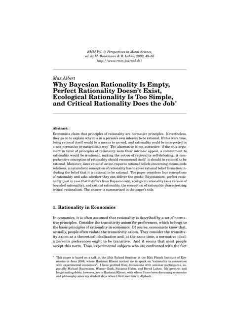 (PDF) Why Bayesian Rationality Is Empty, Perfect Rationality Doesn't Exist, Ecological ...