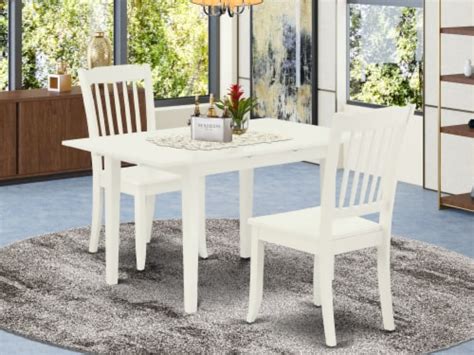 3-Pc Wood Dinette Set 2 Chairs and Small Dining Table - Linen White, 1 ...