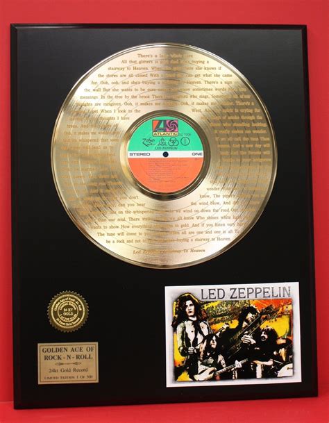 LED ZEPPELIN ART LP GOLD PLATED ALBUM/DISC AWARD STYLE COLLECTIBLE LTD EDITION - Concert Memorabilia