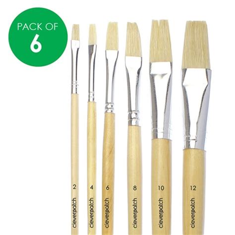 Flat Paint Brush Set - Hog Hair - Pack of 6 | Paint Brushes & Effects | CleverPatch - Art ...