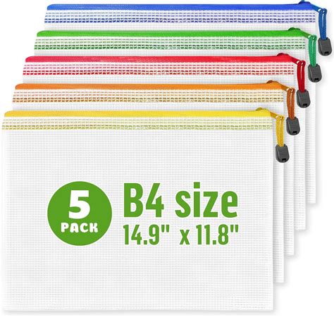 Amazon.com : 5 Pack Large Plastic Zipper Pouches B4 (12х15in) for ...