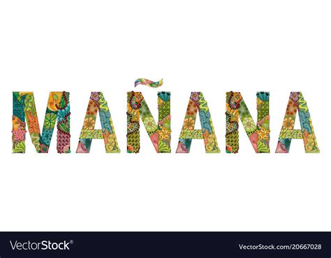 Word manana tomorrow in spanish Royalty Free Vector Image