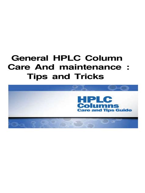 HPLC Column Care Tips and Tricks | PDF