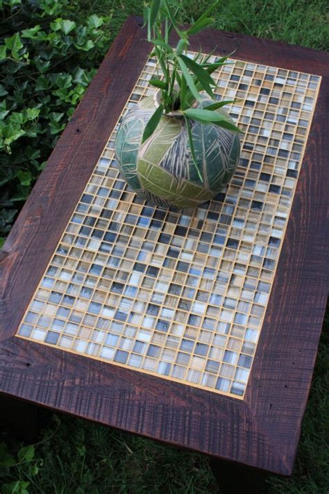 Coffee Table, Tile Mosaic, Reclaimed Wood, Rustic Contemporary, Dark Brown Wax Finish | Tiled ...