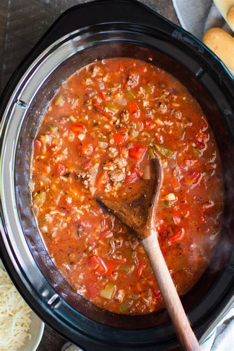 Slow Cooker Stuffed Pepper Soup - The Magical Slow Cooker
