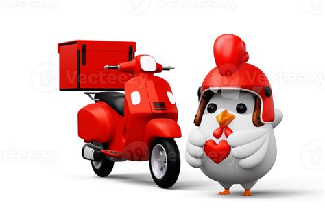 Cute chicken holding heart, delivery chicken, 3d rendering 23886976 PNG