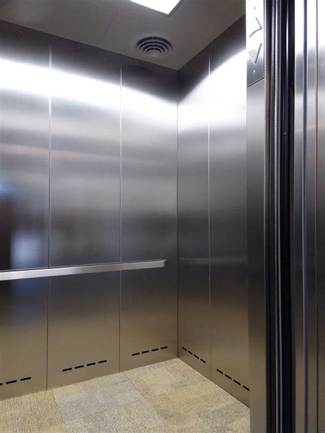 Durable Elevator Interior Cab by G&R Custom Elevator Cabs using textured stainless steel Pattern ...