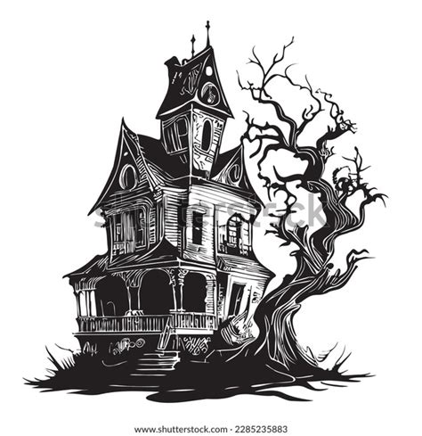 Haunted House Hand Drawn Sketch Vector Stock Vector (Royalty Free ...