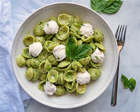 Orecchiette with Pesto & Ricotta | Vegan pasta dish, Pasta dishes, Pesto