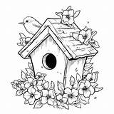 Premium Vector  Spring birdhouse coloring Page Pages Eps sketch template