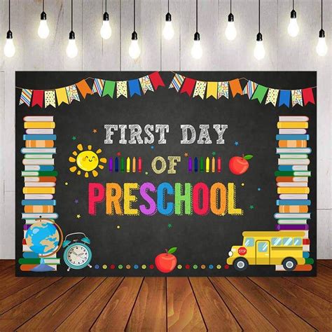 Mocsicka First Day of Preschool Backdrop Back to School Photo Banners | Back to school crafts ...