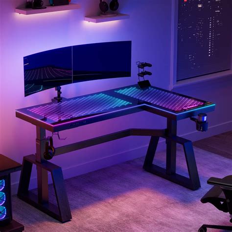 Eureka Ergonomic 63'' L Shaped Gaming Standing Desk with Glass Desktop
