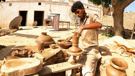Clay Pottery Making on wheel || Eng Sub || Amazing Talent of Potter in ...
