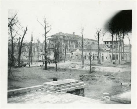 War damaged buildings in Tiergarten Park in Berlin, Germany in the ...