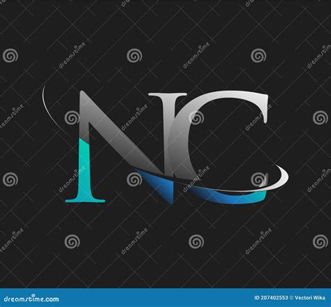 NC Initial Logo Company Name Colored Blue and White Swoosh Design ...